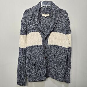 Barque Cardigan Sweater Men Medium Color Block Cable Knit Shawl Collar Grandpa‎